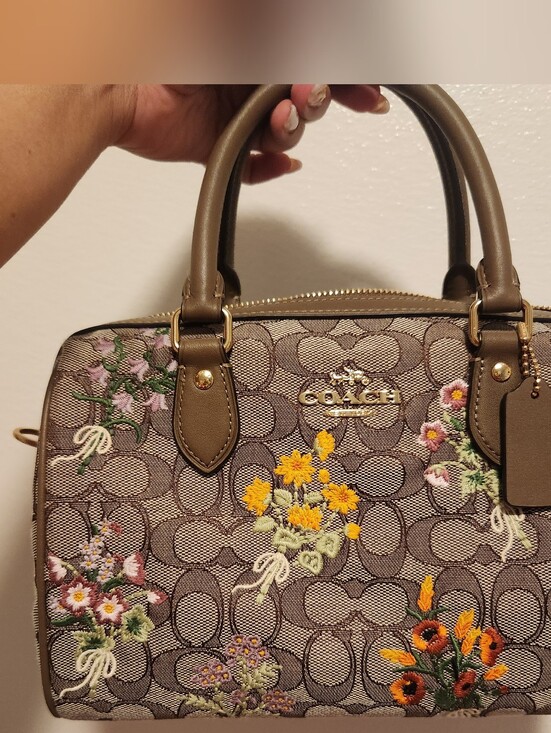 Coach Handbags - Coach Brown Signature Satchel with Multicolor Floral Embroidery- NEVER USED